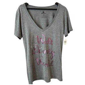 Disney World Butterfly Sequin Pink and Grey T Shirt NWT Size XL